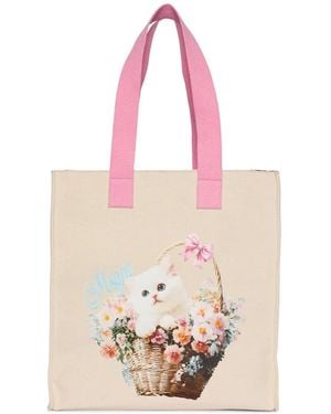 MSGM Sac Cabas À Fleurs - Pink