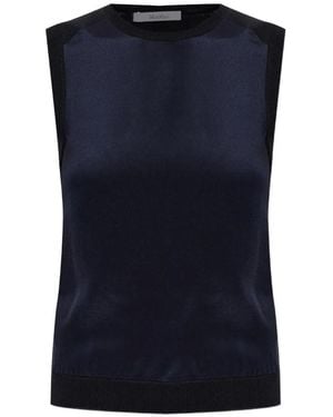 Max Mara Ginseng Ribbed-Knit Silk Jumper - Blue