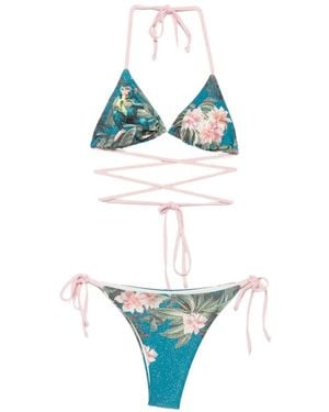Mazzei Floral-Print Wrap-Around Bikini - Blue