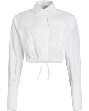Patou Cropped Poplin Safari Shirt - White