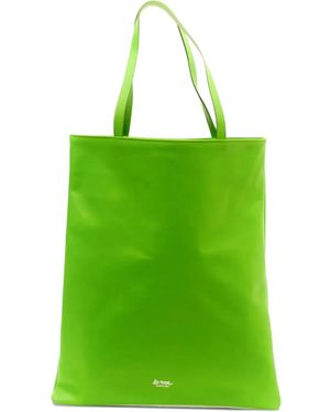 LA ROSE Logo Detail Leather Tote Bag - Green