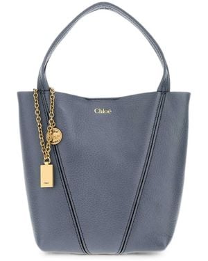 Chloé Bolso Shopper Spin Pequeño De Piel - Azul