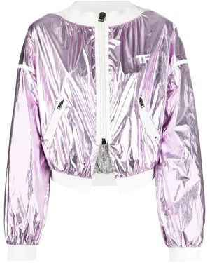 Tom Ford Metallic Cropped Bomber Jacket - Pink