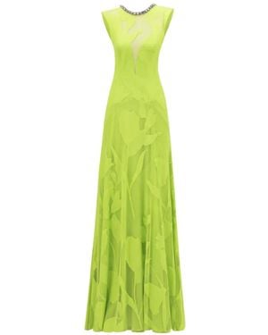 Gemy Maalouf Patterned Lace Maxi Dress - Green