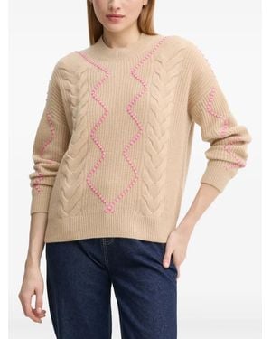 From Future Bestickter Pullover Mit Zopfmuster - Blau