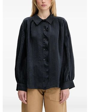 Samsøe & Samsøe Ruffled Balloon-Sleeve Shirt - Black