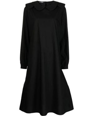 Raf Simons Vestido Midi Con Cuello Redondo - Negro