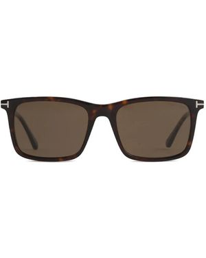 Tom Ford Tortoiseshell-Effect Rectangle-Frame Sunglasses - Grey