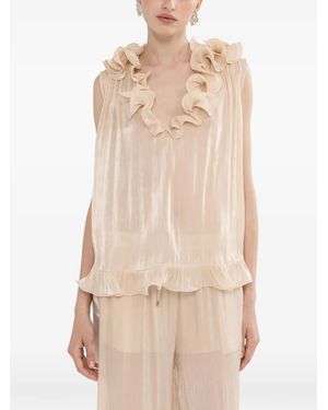 Nissa Ruffled Chiffon Top - Natural