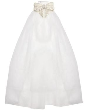 Self-Portrait Pearl-Embellished Bow Veil - Weiß