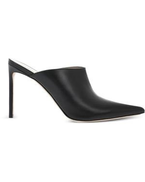 Francesco Russo Pointed-Toe Leather Mules - Black