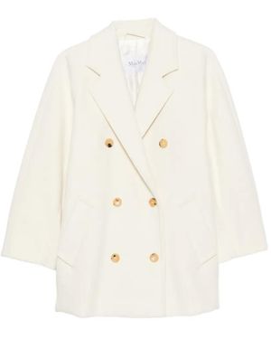 Max Mara Double-Breasted Notched-Lapels Coat - White