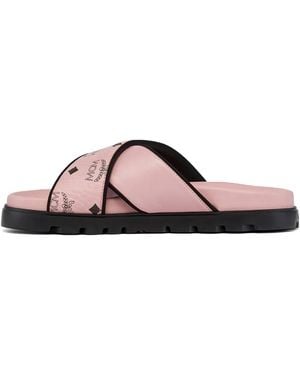 MCM Logo-Motif Flat Sandals - Pink