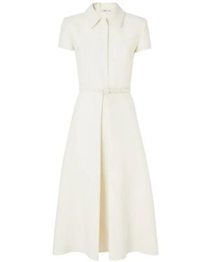 Fendi Vestido De Lana Y Seda Marfil - Blanco