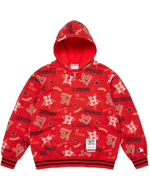 Supreme X Mitchell & Ness Logo-Print Hoodie - Red