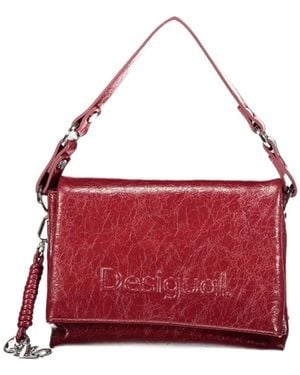 Desigual Logo-Embossed Crackle-Effect Tote Bag - Red