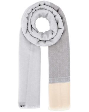 Gucci Gg-Motif Frayed Scarf - White