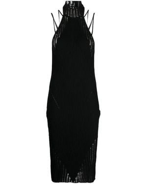 ANDREADAMO Halterneck Knitted Midi Dress - Black