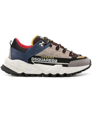 DSquared² Luxe Colour Block Leather Trainers - Blue