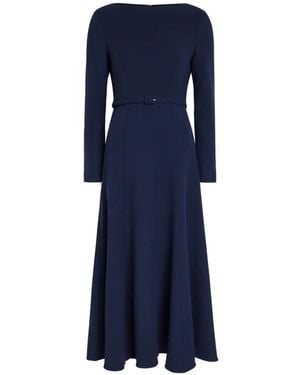 Roland Mouret Belted Long-Sleeve Midi Dress - Blue