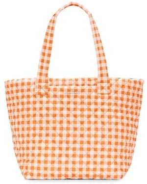 MZ Wallace Medium Metro Deluxe Gingham Tote Bag - Orange