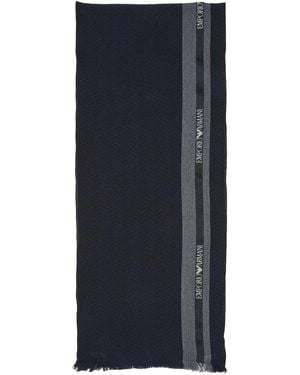 Emporio Armani Schal Mit Fischgrätenmuster - Blau