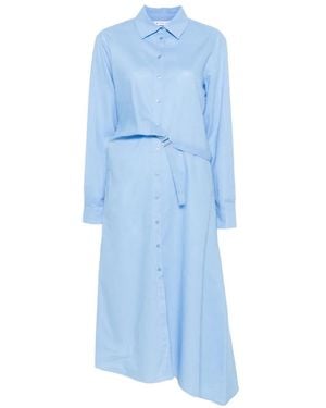 Manuel Ritz Asymmetric Belted Midi Dress - Blue