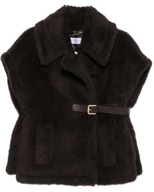 Max Mara Belted Faux-Fur Gilet - Black