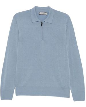 Canali Polo Con Media Cremallera - Azul
