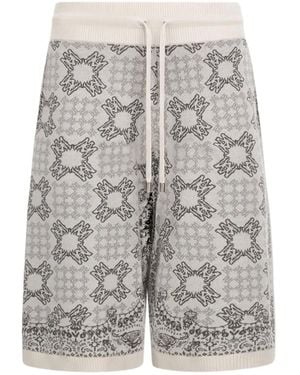 Amiri Ma Quad Check Mesh Knit Shorts - Grey