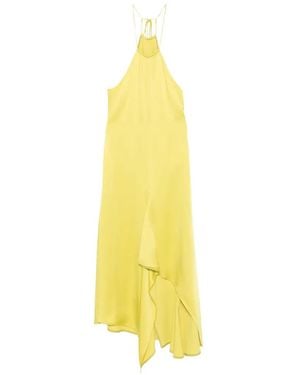 Victoria Beckham Halterneck Draped Asymmetric Dress - Yellow