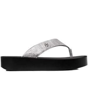 Tory Burch Tongs Plateforme À Effet Froissé - White