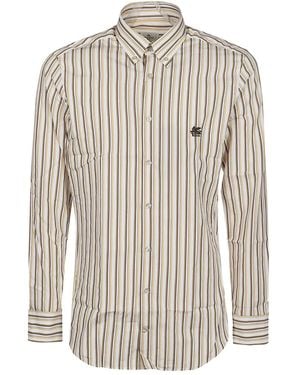 Etro Striped Embroidered Shirt - White