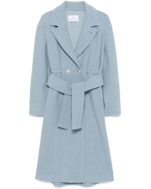 Manuel Ritz Virgin Wool Belted Coat - Blue