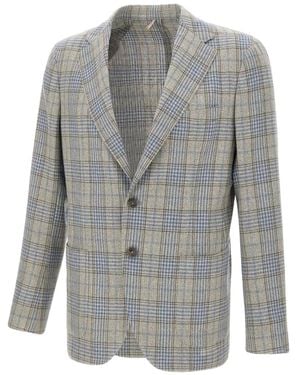 Santaniello Plaid-Pattern Blazer - Grey