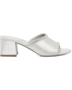Rene Caovilla Embellished Mules - White