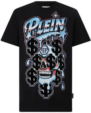 Philipp Plein Skull-Print Crystal-Embellished T-Shirt - Black