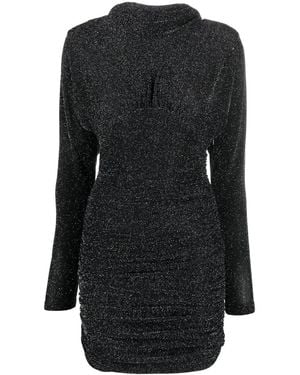 Saint Laurent Glittery Draped-Back Mini Dress - Black