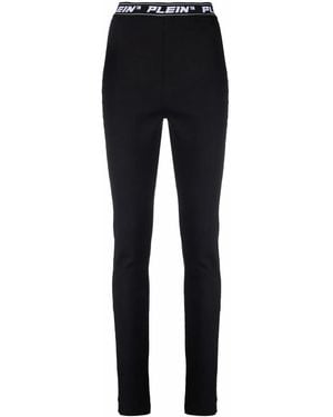 Philipp Plein Logo-Waistband Leggings - Blue