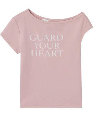 B+ AB Asymmetric Rhinestone-Embellished T-Shirt - Pink