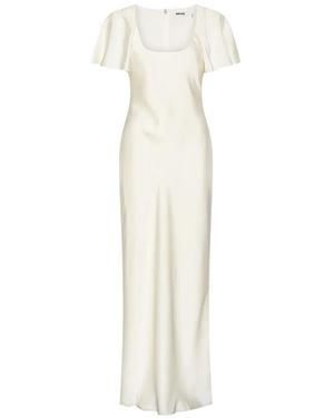 ROTATE BIRGER CHRISTENSEN Flowy Long Dress With Ruffled Sleeves - White