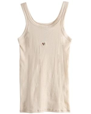 Baserange Heart-Detail Ribbed Tank Top - Natural