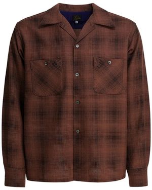 Needles Checked Wool "One-Up" Shirt - Brown