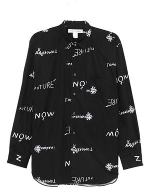 Comme des Garçons Text-Print Shirt - Black