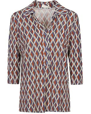 Siyu Poloshirtkragen-Bluse mit geometrischem Print - Braun