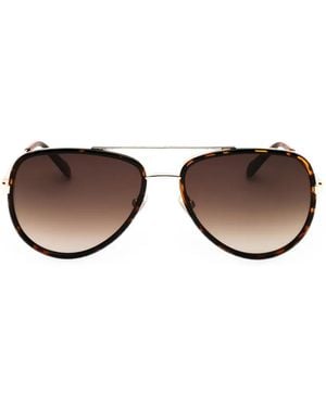 Fossil Marley Pilot Tortoiseshell-Effect Sunglasses - Metallic