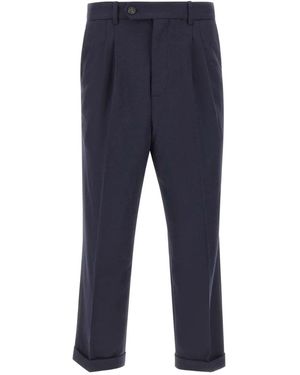 Drole de Monsieur Pleated Cuffed Trousers - Blue