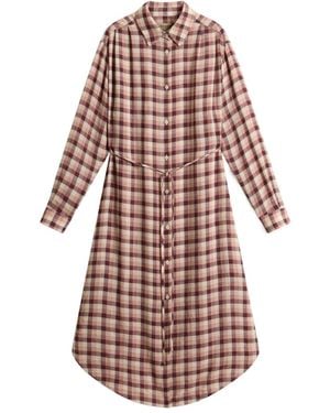 Woolrich Checked Flannel Shirt Midi Dress - White