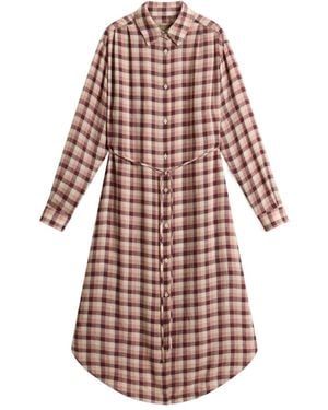 Woolrich Kariertes Hemdkleid aus Flanell - Weiß
