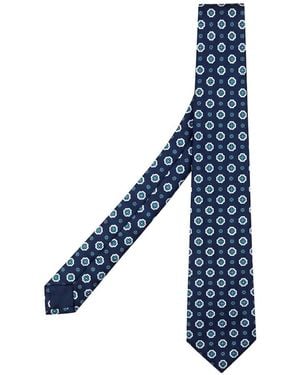 Kiton Cravate En Soie À Imprimé Géométrique - Bleu